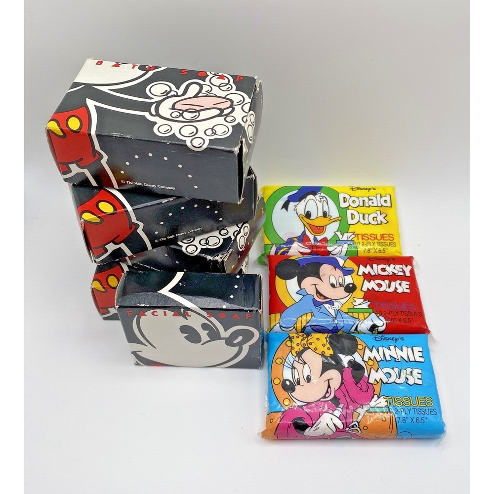 Vtg 1990's Walt Disney Resorts Bath Facial Soap Tissues Mickey Mouse Lot